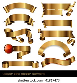 set of 10 luxurious golden banners/scrolls
