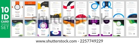 set of 10 Mega collection corporate business id card design template. business id card. id card bundle. Company employee id card set template.