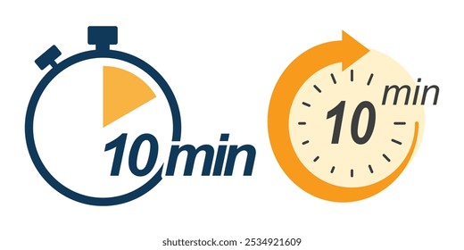 Conjunto de 10 minutos Icon ilustração de design de vetor plano