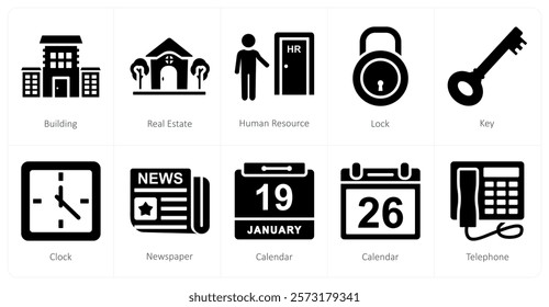 A set of 10 mix icons as building, real estate, human resource