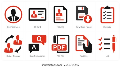 A set of 10 mix icons as businessman, id card, resume