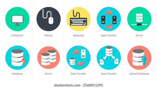 A set of 10 mix icons as computer, mouse, keyboard