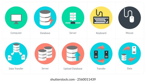 A set of 10 mix icons as computer, database, server