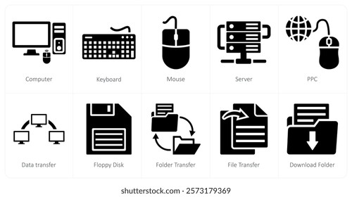 A set of 10 mix icons as computer, keyboard, mouse