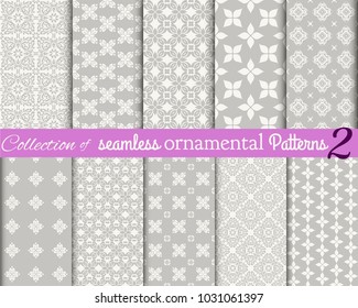 Set of 10 Ornamental seamless patterns - 2. Vector abstract background.
