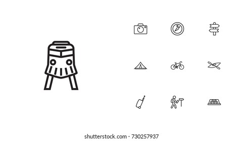 Set Of 10 Outline Icons Set.Collection Of Photo, Compass, Direction And Other Elements.