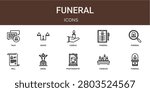 Set of 10 outline web Funeral icons such as funeral, candles, photography, angel, will, funeral, funeral vector icons for report, presentation, diagram, web design, mobile app