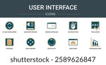 set of 10 outline web user interface icons such as up and down arrow, amplified speaker, window scrolling right, no protection, spellcheck, artboard, move arrows vector icons for report,