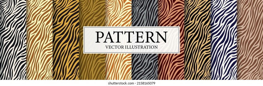 Set of 10 patterns of multi-colored Zerba skins - Vector illustration