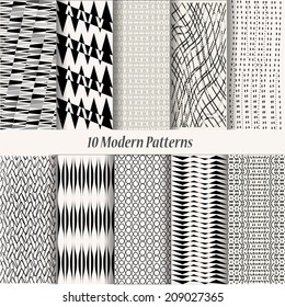 Set of 10 patterns. Vector illustration.