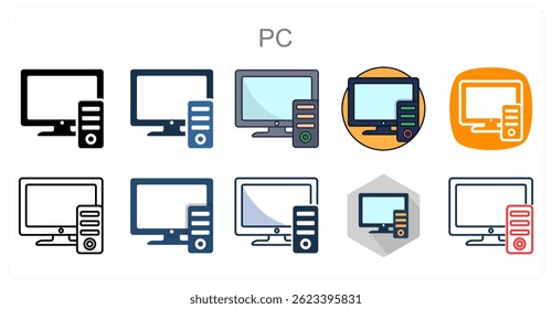 A set of 10 PC icons as Computer, Desktop, Monitor