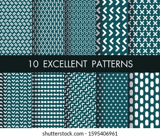 Set of 10 perfect patterns.Modern  hand drawn geomitric backgrounds.