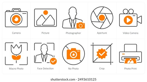 A set of 10 photography icons as camera, picture, photographer