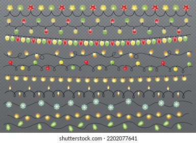 Set of 10 pieces Christmas holiday garland - Vector illustration