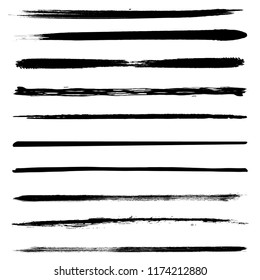 Set of 10 pieces grunge edges.Grunge borders.Vector brush strokes