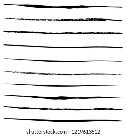 Set of 10 pieces grunge edges.Grunge borders.Vector brush strokes
