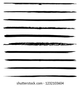 Set of 10 pieces grunge edges.Grunge borders.Vector brush strokes