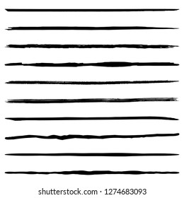 Set of 10 pieces grunge edges.Grunge borders.Vector brush strokes