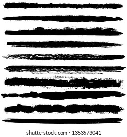 Set of 10 pieces grunge edges.Grunge borders.Vector brush strokes