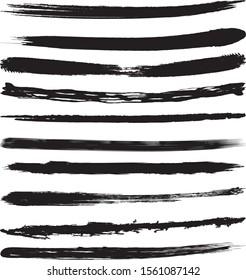 Set of 10 pieces grunge texture frame. Vector brush stroke. Abstract isolated stock vector template.Vector illustration.