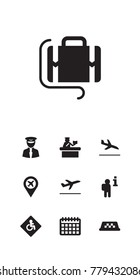 Set Of 10 Plane Icons Set.Collection Of Handicap, Aviator, Date Elements.