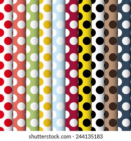 Set of 10 polka dot patterns vector