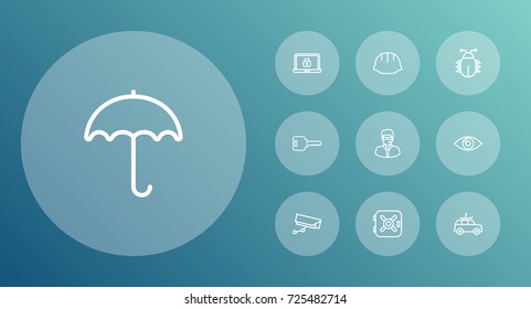 Set Of 10 Procuring Outline Icons Set.Collection Of Helmet, Parasol, Supervision And Other Elements.