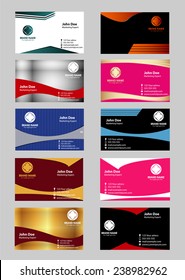 Set of 10 professional horizontal business cards or visiting cards