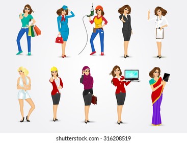 set of 10 professions , eps10 vector format 