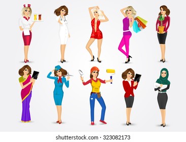 set of 10 professions , eps10 vector format 