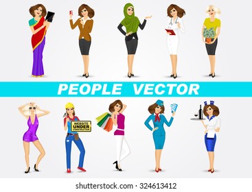 set of 10 professions , eps10 vector format 