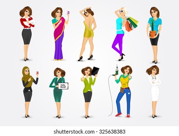 set of 10 professions, eps10 vector format 