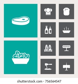 Set Of 10 Restaurant Icons Set.Collection Of Vermicelli, Catsup, Food And Other Elements.