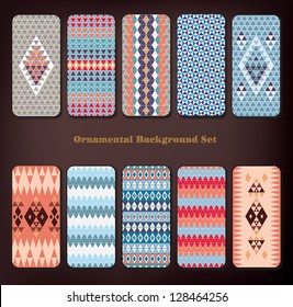 Set of 10 retro mobile phone decals. Vector backgrounds.