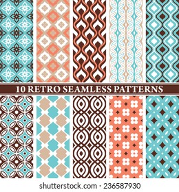 set of 10 retro seamless patterns vector illustration