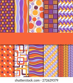 Set of 10 seamless bright fun abstract patterns