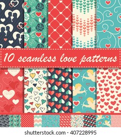 Set of 10 Seamless Festive Love Abstract Fun Patterns