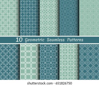 Set of 10 seamless geometric patterns. colors line backgrounds collection. Endless repeating linear texture for wallpaper, packaging, banners, invitations, business cards, fabric print