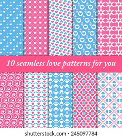 Set of 10 seamless love patterns