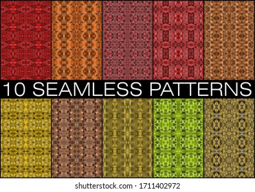 Set of 10 seamless mosaic patterns. Abstract polygonal background with vector for wallpaper, backdrop, banner, template, illustration, fabric and other applications. Geometric seamless pattern.
