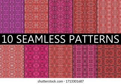 Set of 10 seamless mosaic patterns. Abstract polygonal backgrounds with vector for wallpaper, backdrop, banner, template, illustration, fabric and other applications. Geometric seamless pattern.