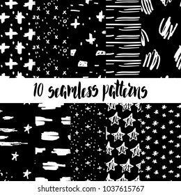 Set of 10 seamless patterns. Abstract background.Vector illustration.