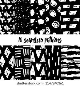 Set of 10 seamless patterns. Abstract background.Vector illustration.