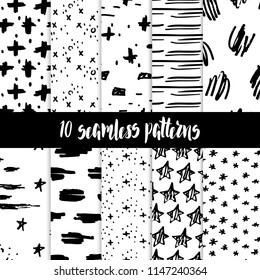 Set of 10 seamless patterns. Abstract background.Vector illustration.