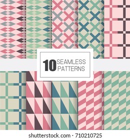 Set of 10 seamless patterns with geometry design