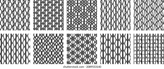 Set of 10 seamless patterns in lace mesh style. Pattern is suitable for fabric or wrapping paper.