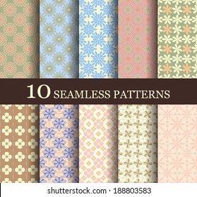 set of 10 seamless retro  patterns can be used for wallpaper, website background, textile printing