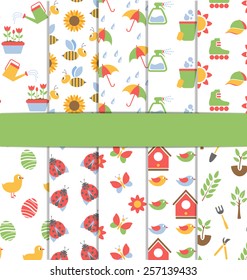 Set of 10 seamless spring patterns 
