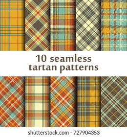 Set of 10 seamless tartan pattern