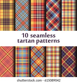 Set of 10 seamless tartan patterns